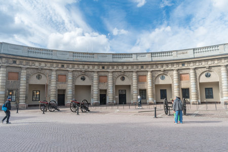 Stockholm, Sweden - September 24, 2019: Courtyard of Royal Palace, official residence and the major royal palace of the Swedish monarchy.のeditorial素材