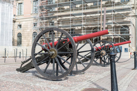 Stockholm, Sweden - September 24, 2019: Historical canon in front of the Royal Palace in Stockholm.のeditorial素材