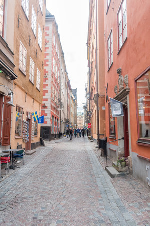 Stockholm, Sweden - September 24, 2019: Kopmangatan street on Gamla Stan.のeditorial素材