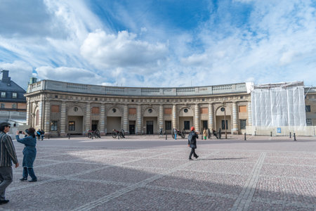 Stockholm, Sweden - September 24, 2019: View of Courtyard of Swedish Royal Palace.のeditorial素材