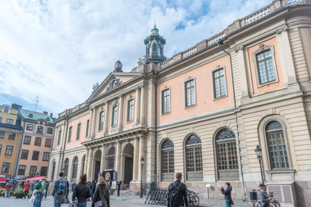 Stockholm, Sweden - September 24, 2019: Stock Exchange Building, Stockholm, Sweden. Today the building hosts the Nobel Museum.のeditorial素材
