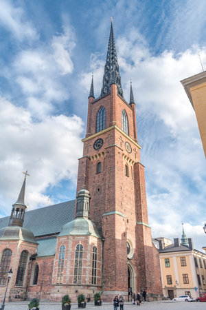 Stockholm, Sweden - September 24, 2019: Tower of Riddarholm Church (Riddarholmskyrkan).のeditorial素材