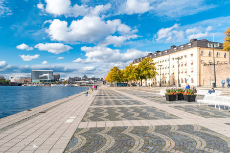 Stockholm, Sweden - September 24, 2019: Beautiful view of Evert Taubes Terrass.のeditorial素材