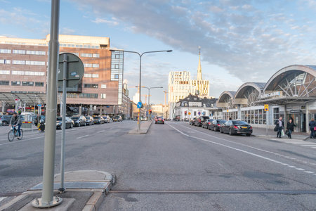 Stockholm, Sweden - September 24, 2019: Street view near central station in Stockholm.のeditorial素材