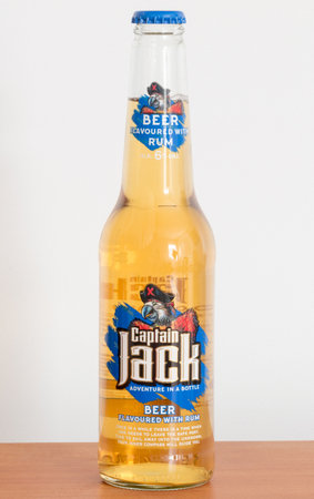 Pruszcz Gdanski, Poland - October 3, 2019: Captain Jack beer flavoured with rum.のeditorial素材