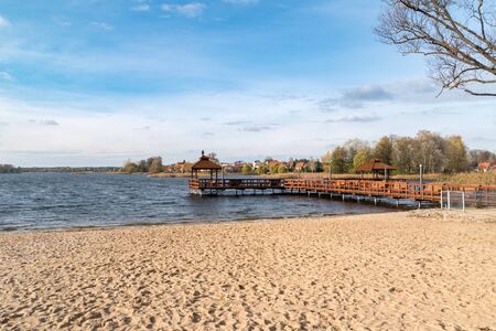 Pier in Szczytno on Dlugie lake in Poland.の写真素材