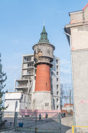 Szczytno, Poland - October 31, 2019: Water tower in Szczytno.のeditorial素材