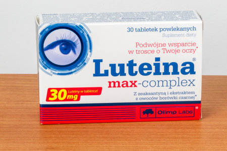 Pruszcz Gdanski, Poland - December 31, 2019: 30 tabs of Luteina max-complex.のeditorial素材