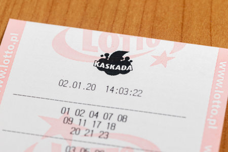 Pruszcz Gdanski, Poland - January 1, 2020: Kaskada lottery ticket from Polish Lotto.のeditorial素材