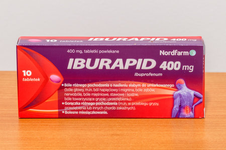 Pruszcz Gdanski, Poland - January 3, 2020: Pack of Iburapid medical with ibuprofen.のeditorial素材