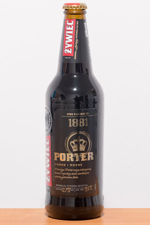 Pruszcz Gdanski, Poland - January 2, 2020: Zywiec Porter beer.のeditorial素材