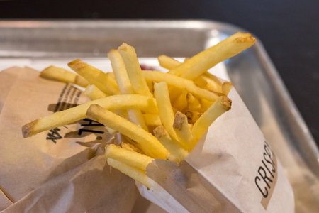 Gdansk, Poland - January 8, 2020: Crispy french fries from Max Burgers.のeditorial素材