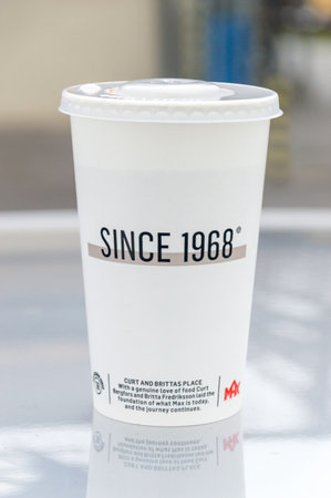 Gdansk, Poland - January 11, 2020: Max Burgers cup with Coca-Cola.のeditorial素材