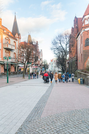 Sopot, Poland - January 16, 2020: Heroes of Monte Cassino Street (Polish: Ulica Bohaterow Monte Cassino).のeditorial素材
