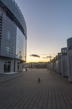 Sopot, Poland - January 16, 2020: Sunset view at ERGO ARENA.のeditorial素材