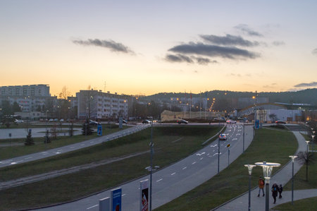Gdansk, Poland - January 16, 2020: Beauty view of Gdansk and sopot cities at sunset time.のeditorial素材