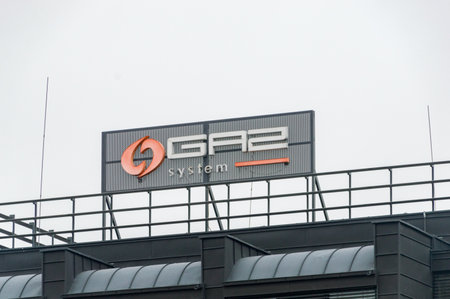 Gdansk, Poland - January 27, 2020: Logo of OGP Gaz-System (Polish: Operator Gazociagow Przesylowych GAZ-SYSTEM). Gaz-System is a designated natural gas transmission system operator in Poland.のeditorial素材