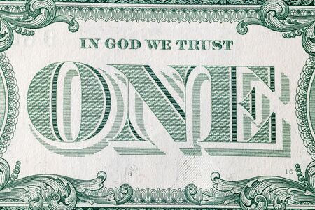 United States one-dollar bill, reverse side with In God We Trust motto.の写真素材