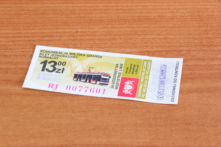 Pruszcz Gdanski, Poland - February 15, 2020: 24 hours ticket for public transport of ZTM Gdansk.のeditorial素材