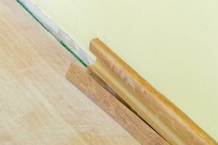 End of floor plastic skirting boards.の写真素材
