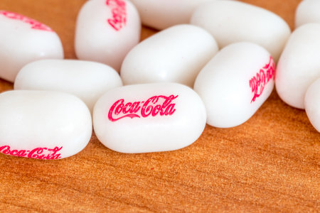 Pruszcz Gdanski, Poland - February 26, 2020: Close-up of Coca-Cola flavored Tic Tac.のeditorial素材