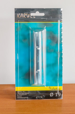 Pruszcz Gdanski, Poland - March 4, 2020: Karwel metal connector for curtain rods.のeditorial素材