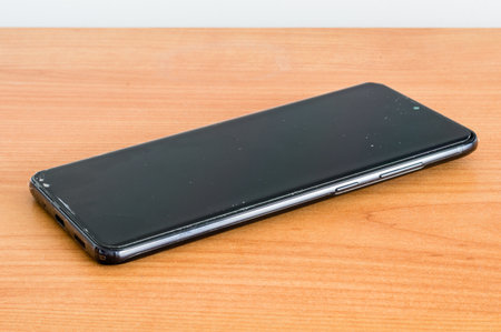 Pruszcz Gdanski, Poland - April 13, 2020: Samsung S20 Ultra 5G (SM-G988B/DS) on wooden table.