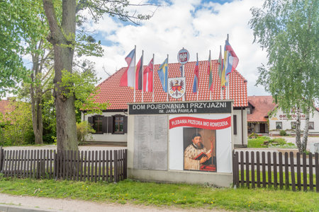 Legowo, Poland - May 17, 2020: Exterior of house of reconciliation and friendship named after John Paul II.のeditorial素材