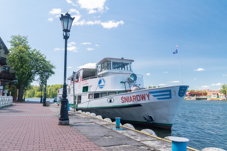 Mikolajki, Poland - June 1, 2020: Sniardwy ship in the port in Mikolajki.のeditorial素材