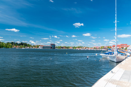 Mikolajki, Poland - June 1, 2020: Summer view of Mikolajki with Mikolajskie lake.のeditorial素材