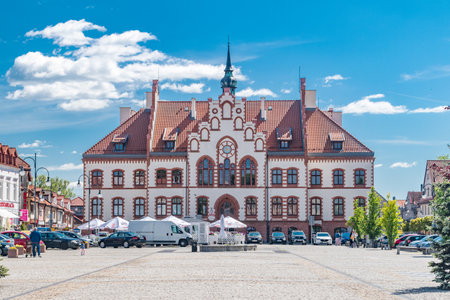 Pisz, Poland - June 1, 2020: Town hall in Pisz.のeditorial素材