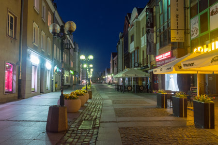 Olsztyn, Poland - May 31, 2020: Old Town of Olsztyn at night.のeditorial素材