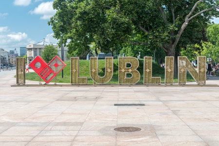Lublin, Poland - June 11, 2020: I love Lublin sign.のeditorial素材