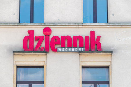 Lublin, Poland - June 11, 2020: Logo and sign of Polish newspaper Dziennik Wschodni.のeditorial素材