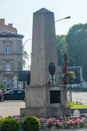 Jaroslaw, Poland - June 12, 2020: Obelisk in tribute to Chopin.のeditorial素材