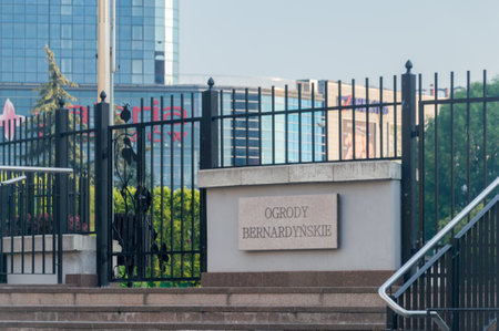 Rzeszow, Poland - June 13, 2020: Entrance to Bernardine gardens.