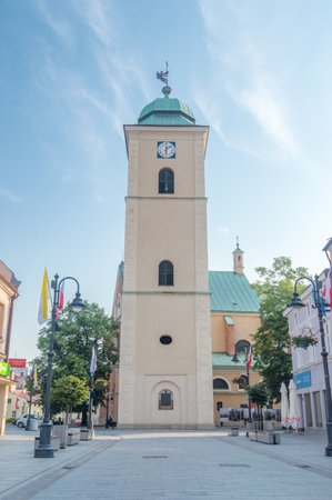 Rzeszow, Poland - June 13, 2020: Belfry - tower at the Parish Church.のeditorial素材