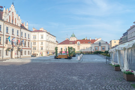 Rzeszow, Poland - June 13, 2020: Main Square in old town of Rzeszow.のeditorial素材