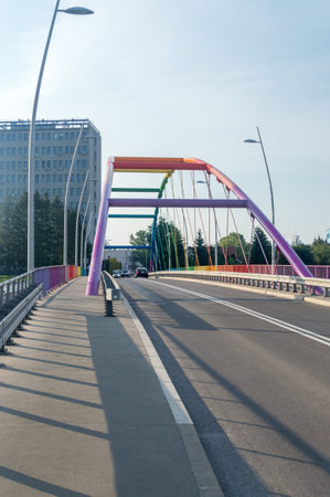 Rzeszow, Poland - June 13, 2020: Narutowicz Bridge over Wislok river.のeditorial素材