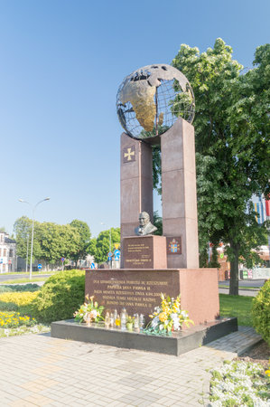 Rzeszow, Poland - June 13, 2020: Monument to John Paul II in Rzeszow.のeditorial素材