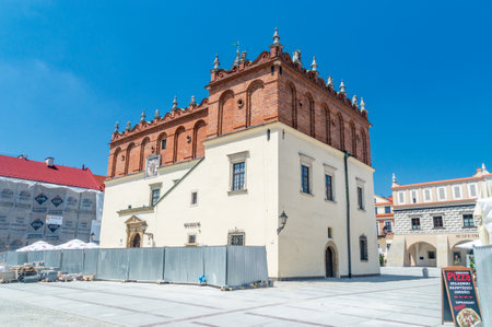Tarnow, Poland - June 13, 2020: Town Hall on Market Square in old town of Tornow.のeditorial素材