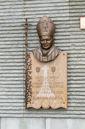 Zakopane, Poland - June 14, 2020: Memorial plaque of John Paul II at Wielka Krokiew.のeditorial素材