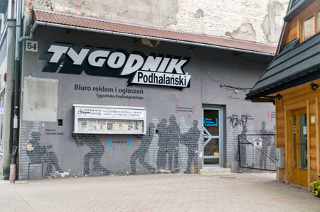 Zakopane, Poland - June 14, 2020: Ofifice of Tygodnik Podhalanski at Krupowki street.のeditorial素材