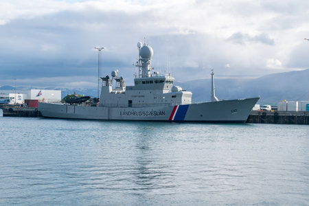 Reykjavik, Iceland - June 19, 2020: Iceland coast guard ship.のeditorial素材