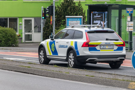 Reykjavik, Iceland - June 19, 2020: Logreglan Police car.