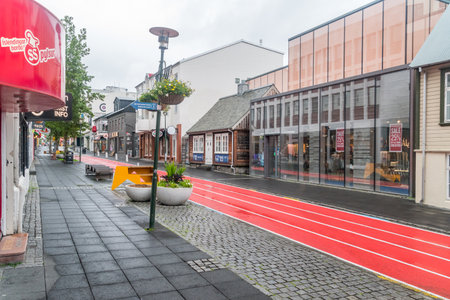 Reykjavik, Iceland - June 20, 2020: Street in downtown ReykjavÃ­k.のeditorial素材