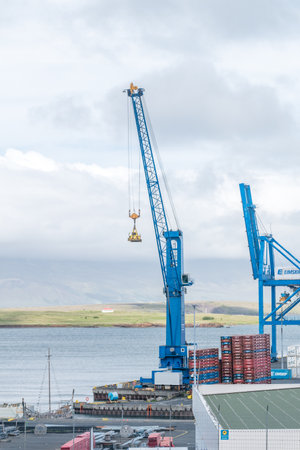 Reykjavik, Iceland - June 20, 2020: Quay Cranes.のeditorial素材