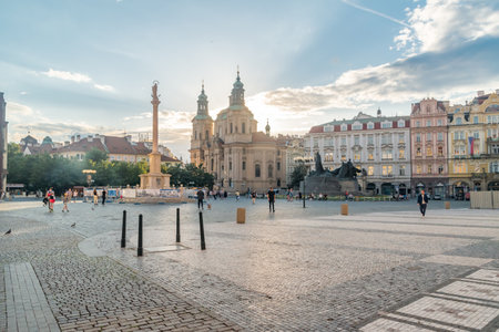 Prague, Czech Republic - July 9, 2020: Sunny view of Old Town Square.のeditorial素材