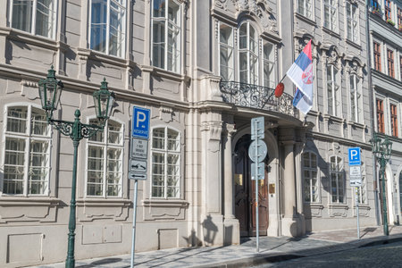 Prague, Czech Republic - July 10, 2020: Embassy of the Republic of Serbia.のeditorial素材