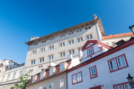 Prague, Czech Republic - July 10, 2020: Ke Hradu street - Schwarzenberg palace.のeditorial素材